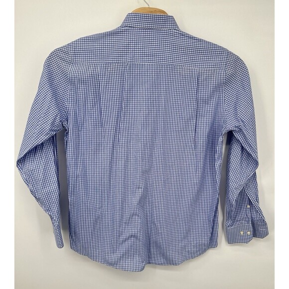 VTG Yves Saint Laurent Dress Shirt Mens 16.5 Blue White Plaid Gingham Button Up - Picture 8 of 15